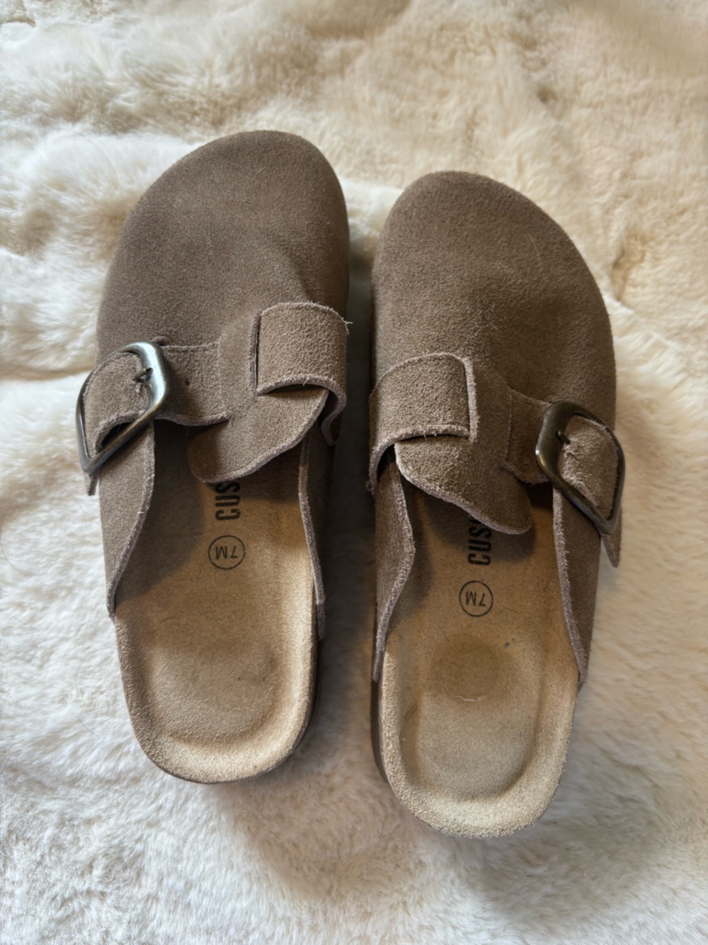 Classic Brown Suede Clog Mule with Buckle